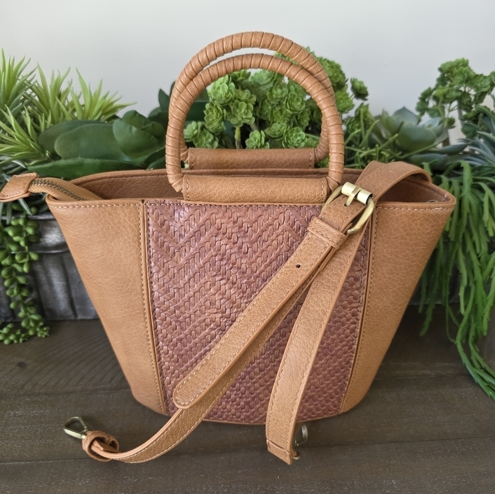 Anthropologie Tobacco Mini Bag With Textured Detailing-Crossbody Strap